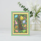 チョコレートイースターバニー、雛、卵、ゼリー豆 シーズンポストカード (スタンド正面)