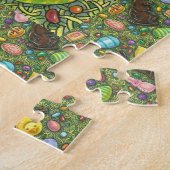 チョコレートイースターバニー、雛、卵、ゼリー豆 ジグソーパズル (側面)