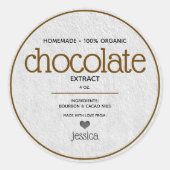 チョコレートエキスパーソナライズされた瓶詰めラベル ラウンドシール (正面)