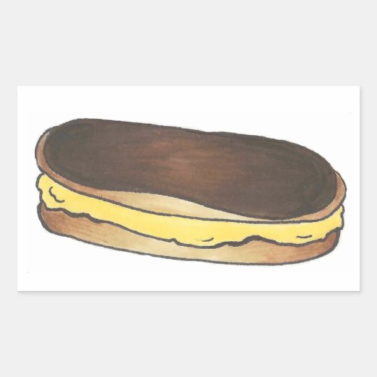 チョコレートエクレアペストリーデザート食品ステッカー 長方形シール (正面)