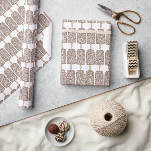 チョコレートエクレイアイスクリームバーポップポップシクル ラッピングペーパー (クラフト)