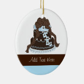 チョコレートエレガントとブルーデザイナーケーキ セラミックオーナメント (右)