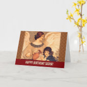 チョコレートエンジェルフランスのアンティーク カード (黄色い花)