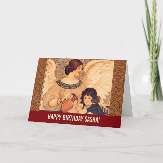 チョコレートエンジェルフランスのアンティーク カード (正面)