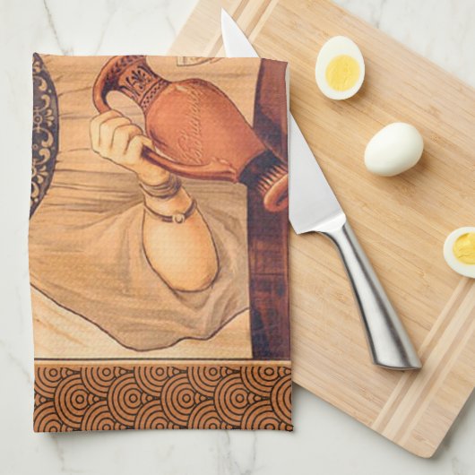 チョコレートエンジェルフランスのアンティーク キッチンタオル (四つ折り)