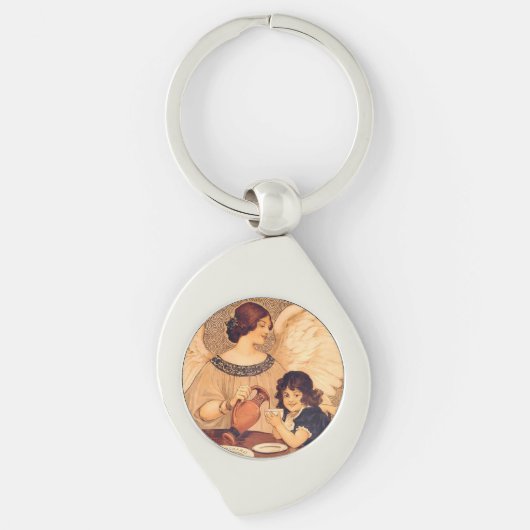 チョコレートエンジェルフランスのアンティーク キーホルダー (正面)