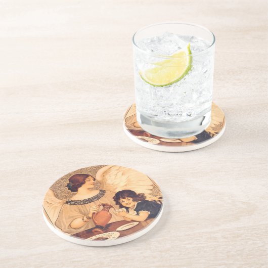 チョコレートエンジェルフランスのアンティーク コースター (側面)