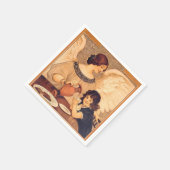 チョコレートエンジェルフランスのアンティーク スタンダードカクテルナプキン (角)