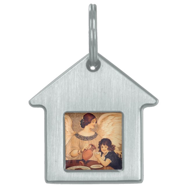 チョコレートエンジェルフランスのアンティーク ペットネームタグ (正面)