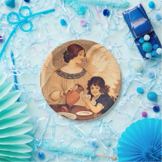 チョコレートエンジェルフランスのアンティーク ペーパープレート (パーティー)