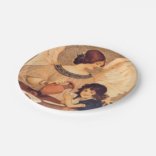 チョコレートエンジェルフランスのアンティーク ペーパープレート (アングル)