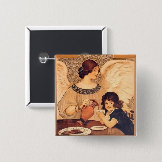 チョコレートエンジェルフランスのアンティーク 缶バッジ (正面&裏面)