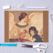 チョコレートエンジェルフランスのアンティーク 薄葉紙 (クラフト)