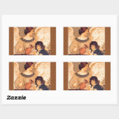 チョコレートエンジェルフランスのアンティーク 長方形シール (シート)