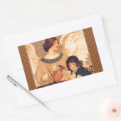 チョコレートエンジェルフランスのアンティーク 長方形シール (封筒)