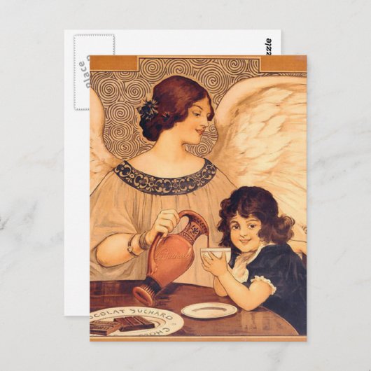チョコレートエンジェル フランス アンティーク ポストカード (正面/裏面)