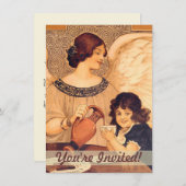 チョコレートエンジェル フレンチ アンティーク 招待状 (正面/裏面)