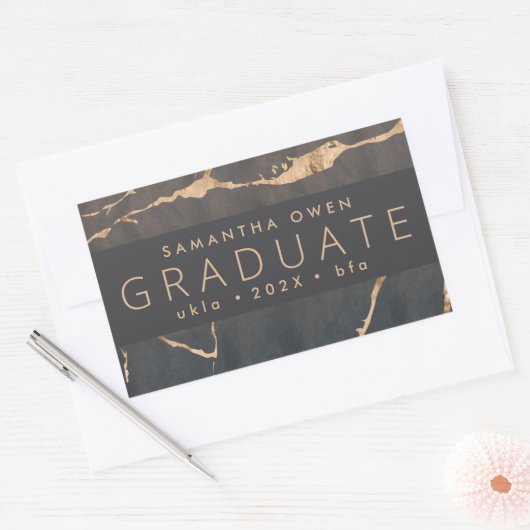 チョコレートオアシスブラウン大理石ゴールデンフォイル静脈 長方形シール (封筒)