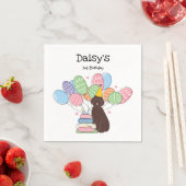 チョコレートオーストラリア犬の誕生日パーティー紙 スタンダードカクテルナプキン (インサイチュ)