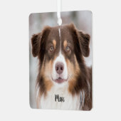 チョコレートオーストラリア羊飼い子犬 メタルオーナメント (正面左)