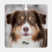 チョコレートオーストラリア羊飼い子犬 メタルオーナメント (裏面)