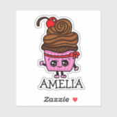 チョコレートカップケパーソナライズされたーキ名ラベル シール (シート)