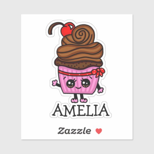 チョコレートカップケパーソナライズされたーキ名ラベル シール (シート)