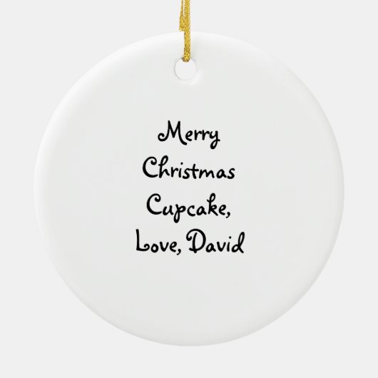 チョコレートカップケーキとさくらんぼクリスマス セラミックオーナメント (裏面)