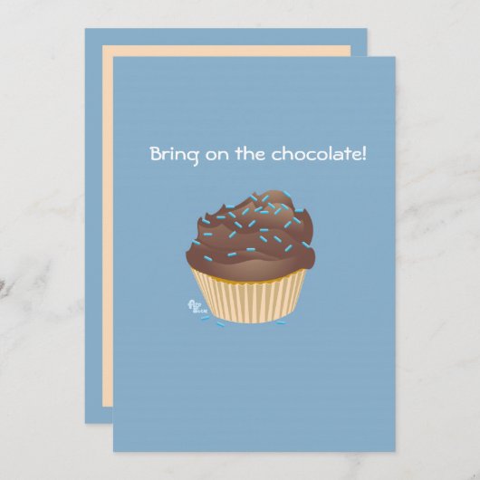 チョコレートカップケーキの誕生日のパーティの招待状 招待状 (正面/裏面)