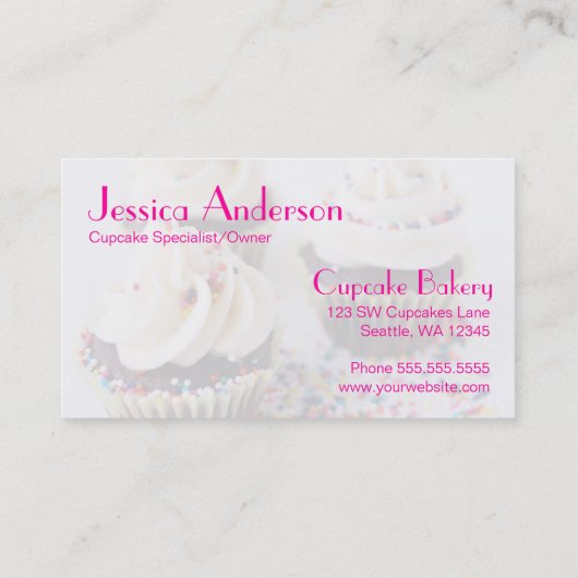 チョコレートカップケーキはバニラつや消しを振りかけます 名刺 (裏面)