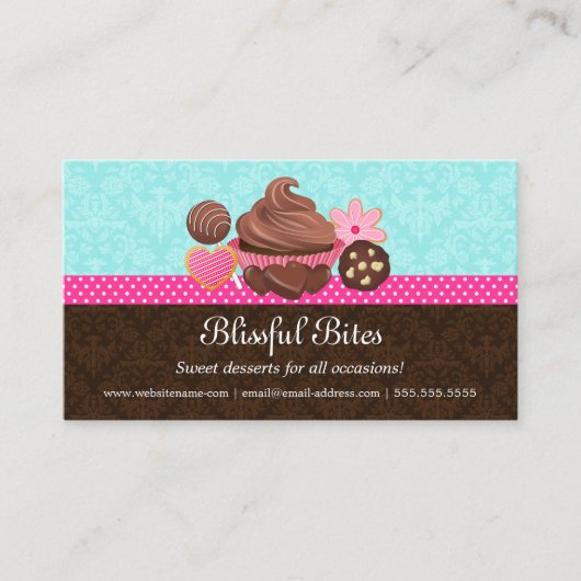 チョコレートカップケーキケーキポップクッキーデザート 名刺 (正面)