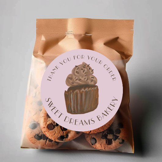チョコレートカップケーキケータリングベーカリー注文ありがとう ラウンドシール
