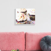 チョコレートカップケーキスプレッズバニラつや消し キャンバスプリント (インサイチュ (リビング))