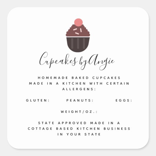 チョコレートカップケーキフードビジネススクエアシール スクエアシール (正面)