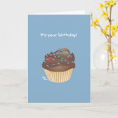 チョコレートカップケーキ誕生日カード カード (黄色い花)