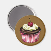 チョコレートカップケーキ(さくらんぼを上に) マグネット (正面/裏面)