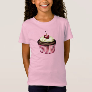 チョコレートカップケーキ(さくらんぼを上に) Tシャツ