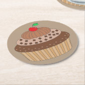 チョコレートカップケーキ ラウンドペーパーコースター (アングル)