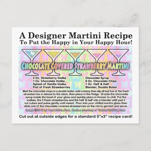 チョコレートカベリーストロベリーマルティーニレシピポストカ ポストカード (正面)