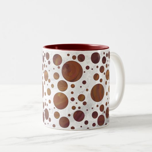 チョコレートカーメルスワール水玉模様 ツートーンマグカップ (正面右)