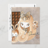 チョコレートキャンディとバニーと女の子 ポストカード (正面/裏面)