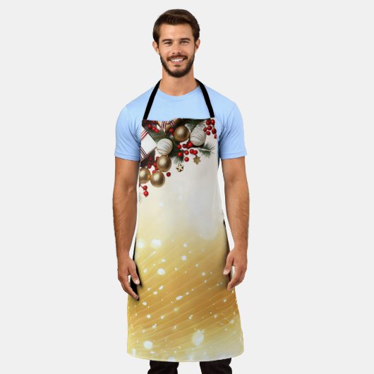 チョコレートキャンディクリスマスホリデーエプロン エプロン (着用した状態)