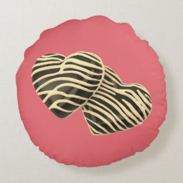 チョコレートキャンディハートかわいいピンクの愛 ラウンドクッション