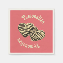 チョコレートキャンディハートコーラルピンクかわいい愛 スタンダードカクテルナプキン