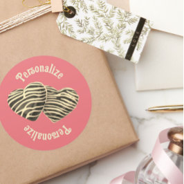 チョコレートキャンディハートコーラルピンクかわいい愛 ラウンドシール