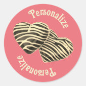 チョコレートキャンディハートコーラルピンクかわいい愛 ラウンドシール (正面)