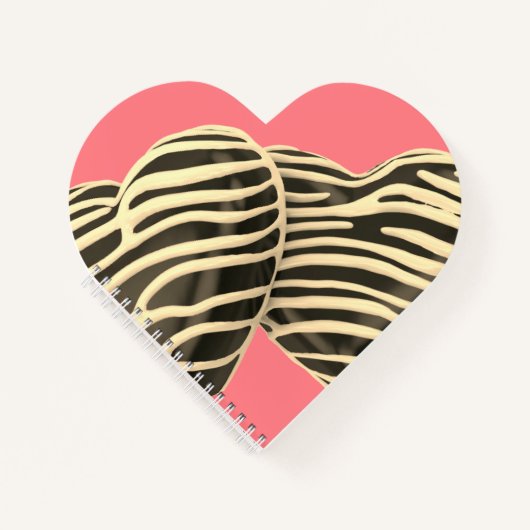 チョコレートキャンディハートピンク甘かわいい ノートブック (正面)