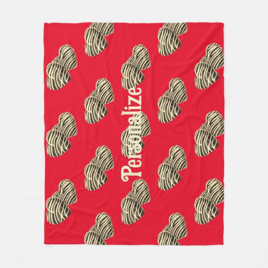 チョコレートキャンディハートロマンチックな赤かわいい愛 フリースブランケット (正面)