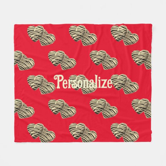 チョコレートキャンディハートロマンチックな赤かわいい愛 フリースブランケット (正面(横))