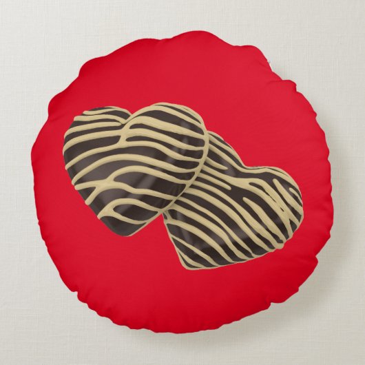 チョコレートキャンディハート茶色のロマンチックな愛 ラウンドクッション (裏面)